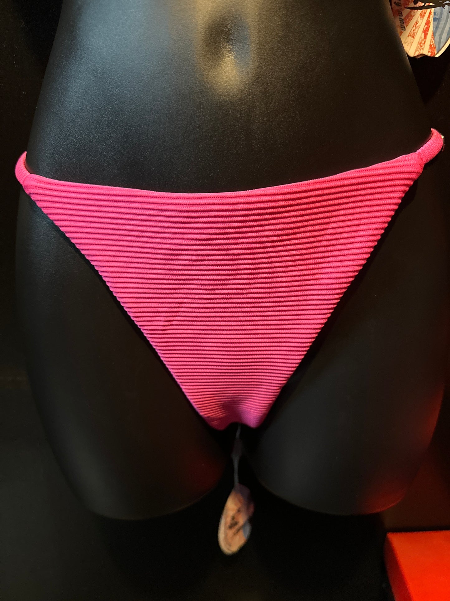 Strap Side Swim Bottom - Bubblegum Ribbed