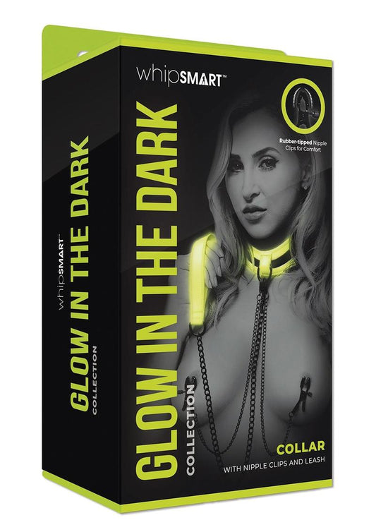 Glow in The Dark Collar with Nipple Clips and Leash-The Edge OK