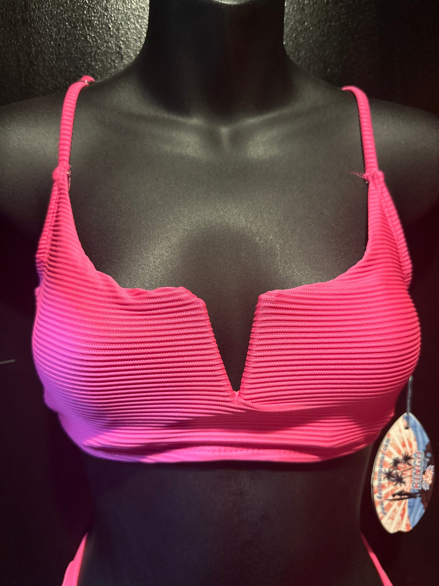 V Top Bralette-Bubblegum Ribbed