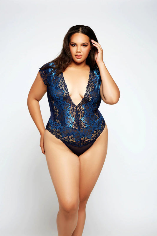 85002X Lace & Mesh Deep V Teddy - Queen-The Edge OK