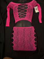 2 Piece Lacey Fishnet Skirt Set