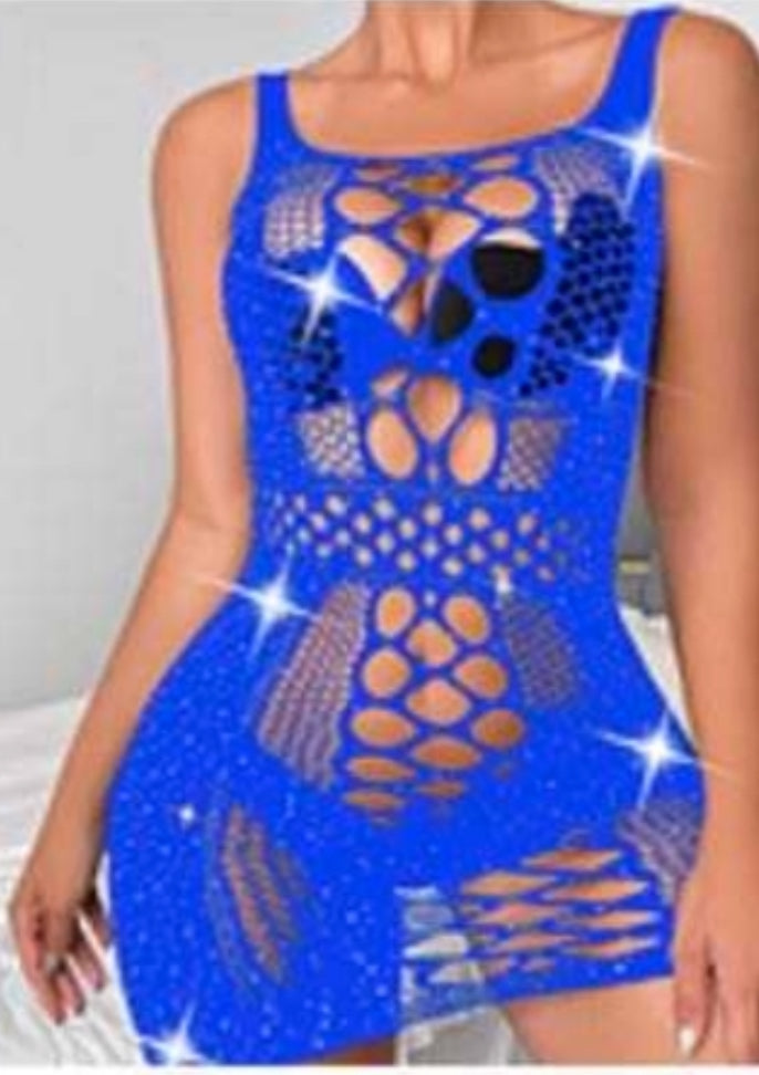 Fishnet Cutout Detail Tank Mini Dress