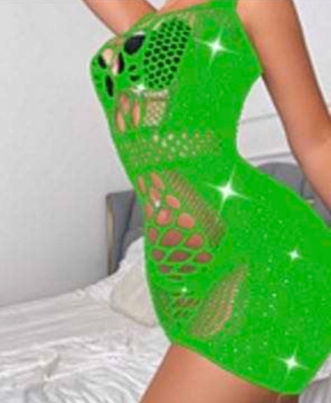 Fishnet Cutout Detail Tank Mini Dress