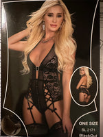 2 Piece Cutout Strappy Garter Teddy