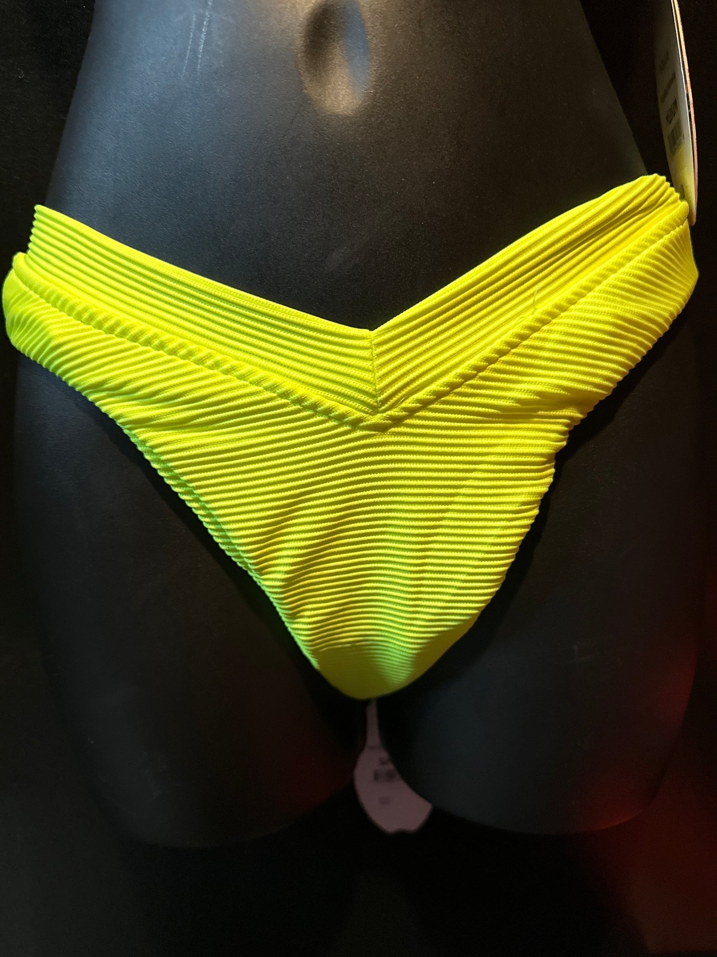 High Leg V Bottom - Neon Yellow Ribbed