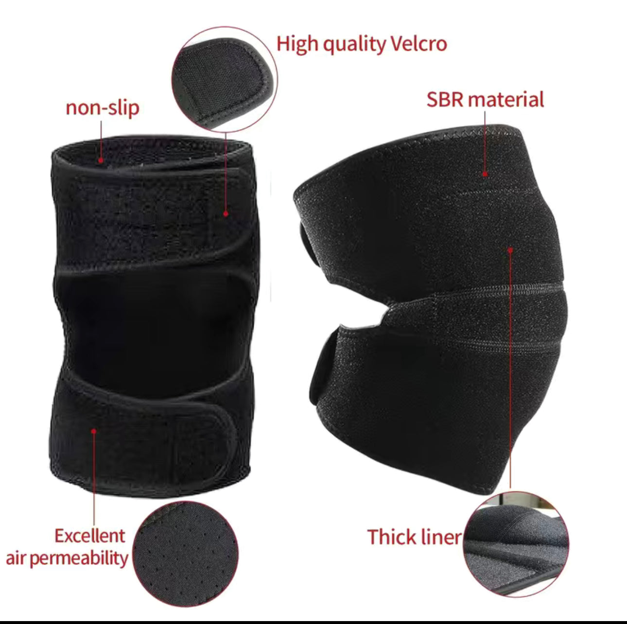 Breathable Knee Pads - (Black)-The Edge OK