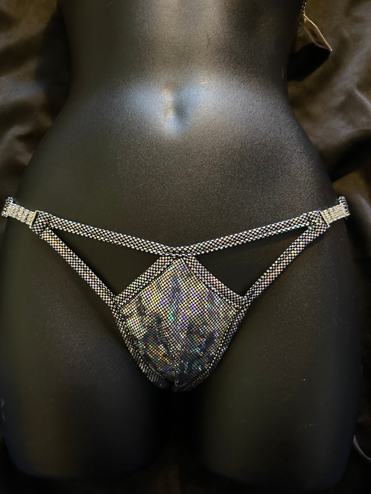 58/YRF Double Strap Low RiseThong with Rhinestone connectors-The Edge OK