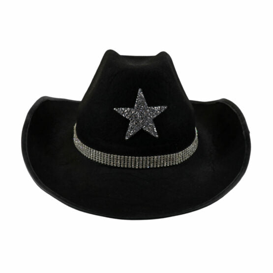 Cowboy Hat with Stars and Rhinestone Chain