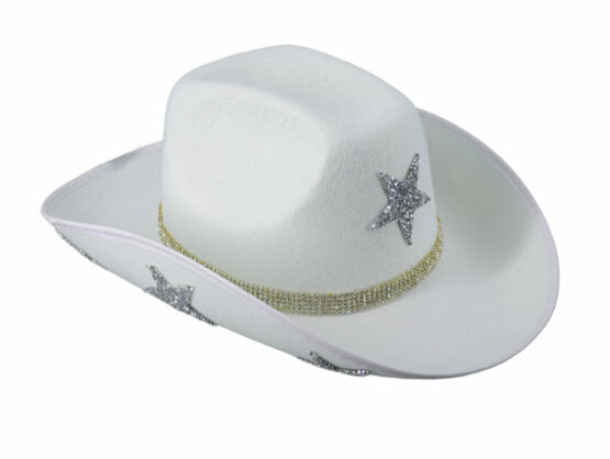 Cowboy Hat with Stars and Rhinestone Chain