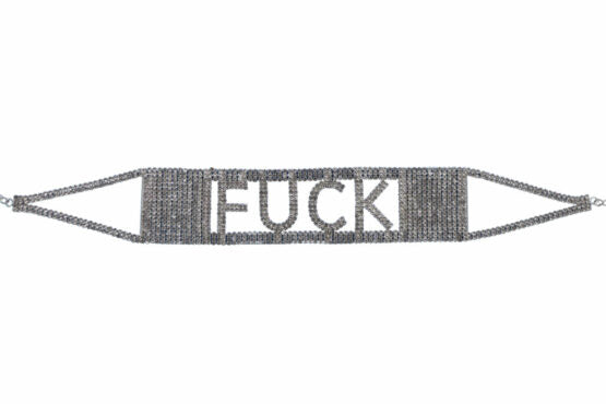 M04561 18 Row Rhinestone "Fuck" Choker-The Edge OK