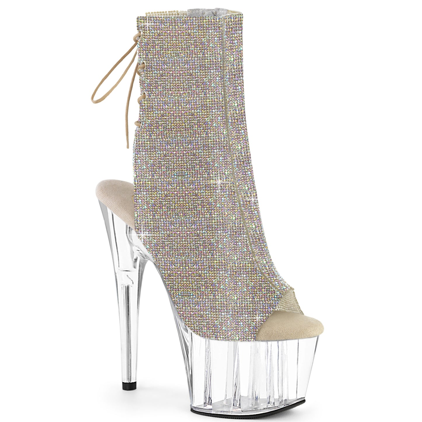 Adore 1018C-RS - 7 inch Rhinestone Open Toe Ankle Boot