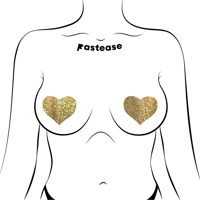 Love Gold Glittering Hearts Nipple Pasties