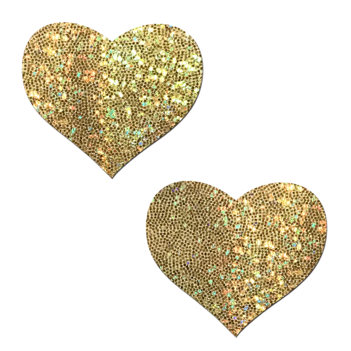 Love Gold Glittering Hearts Nipple Pasties