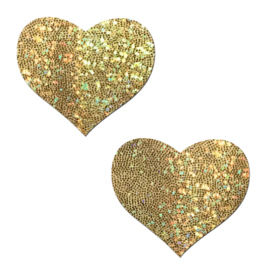 Love Gold Glittering Hearts Nipple Pasties