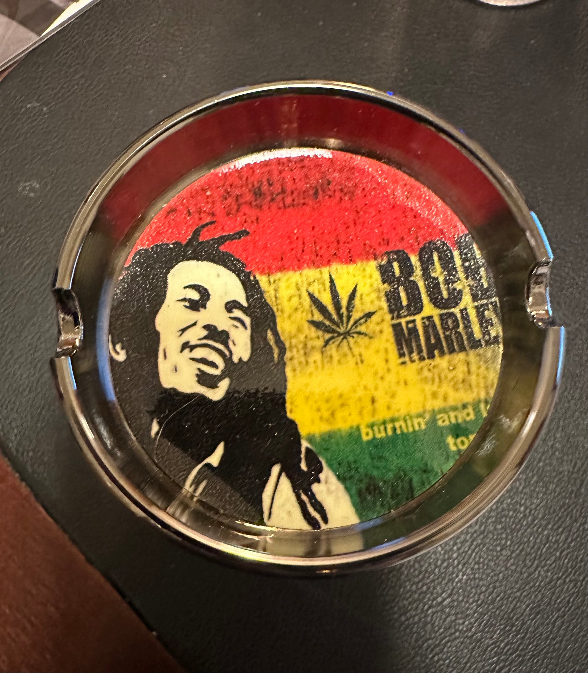 Large Bob Marley Grinder with Ashtray Lid-The Edge OK