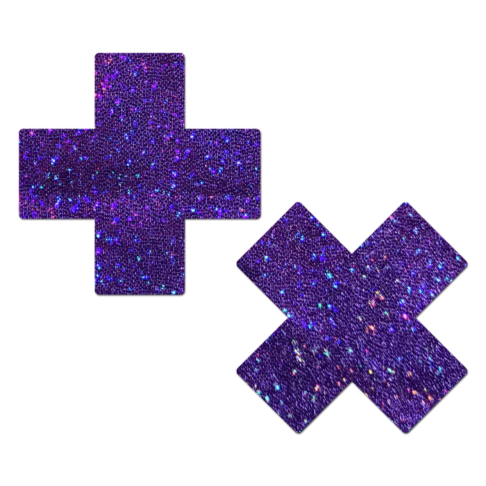 Glitter Plus X Purple Cross Nipple Pasties