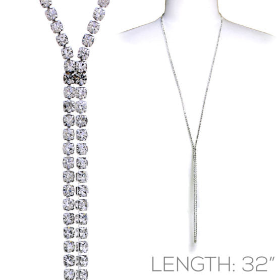 15480 Lariat Rhinestone Necklace - 32"-The Edge OK