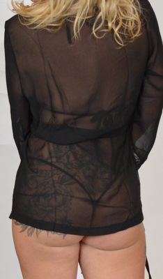 W8457 Black Mesh Robe-The Edge OK