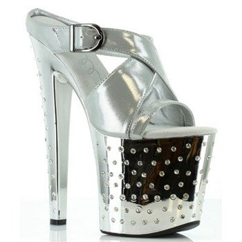 821 Sandra 8" Metallic Sandal with Rhinestone Platform-The Edge OK