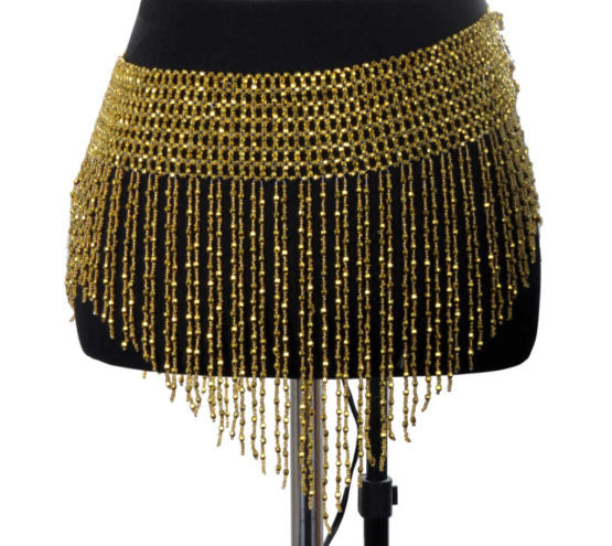 543 Belt Beaded Fringe Skirt-The Edge OK