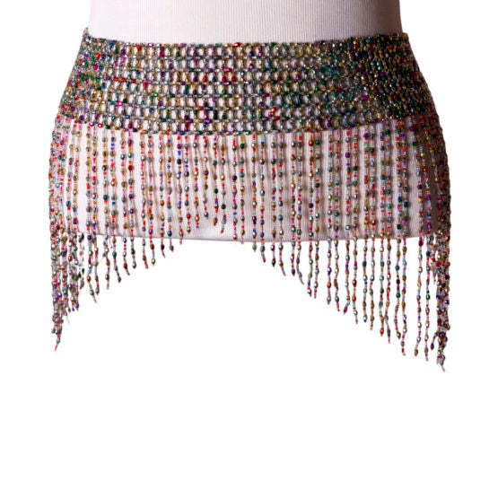 543 Belt Beaded Fringe Skirt-The Edge OK