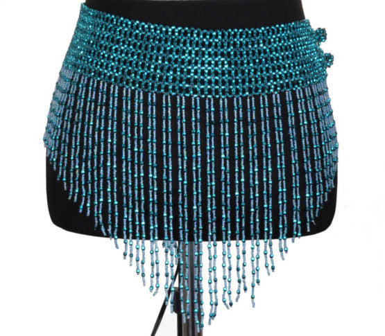 543 Belt Beaded Fringe Skirt-The Edge OK