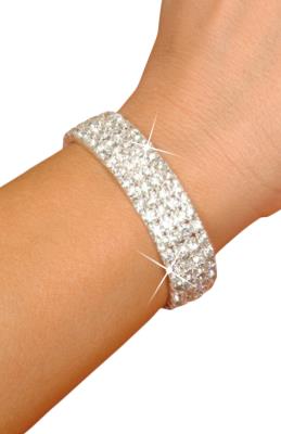 5474 4 Row Silver Rhinestone Stretch Bracelet-The Edge OK