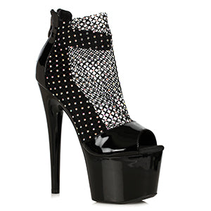 709-Adriana Fishnet Rhinestone Ankle Boot-The Edge OK