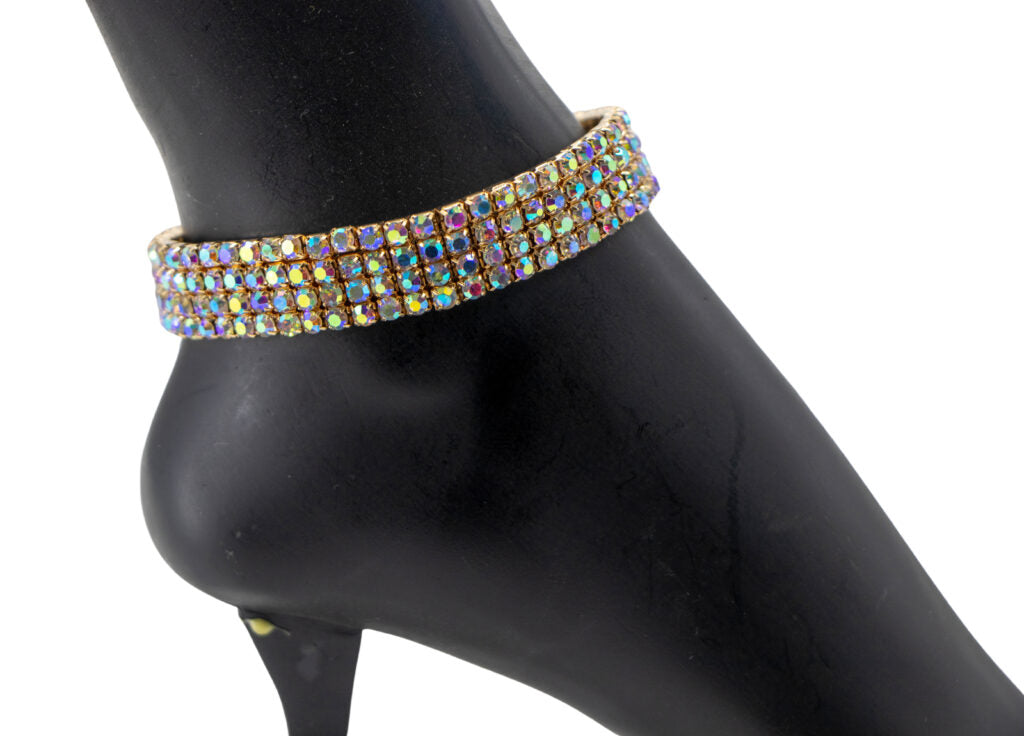 8324 4 row Rhinestone Stretchy Anklet-The Edge OK