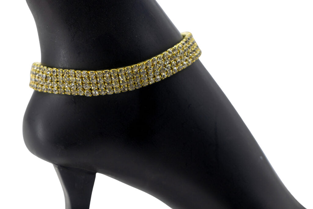 8324 4 row Rhinestone Stretchy Anklet-The Edge OK