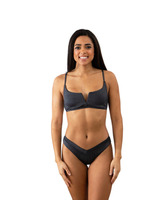 V Top Bralette-Metallic Black-The Edge OK