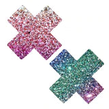 SSR-XF-NS Super Sparkle Rock Kandi Multicolor Chunky Glitter X Factor Nipple Cover Pasties-The Edge OK