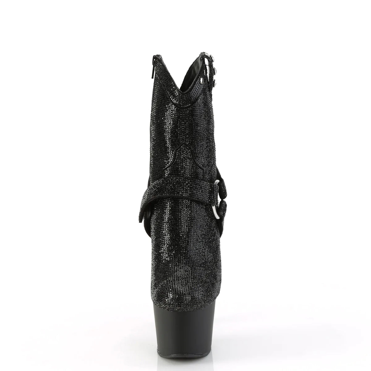 Adore 1029RS - 7 inch Ankle Boot w/Rhinestones - (Black)-The Edge OK