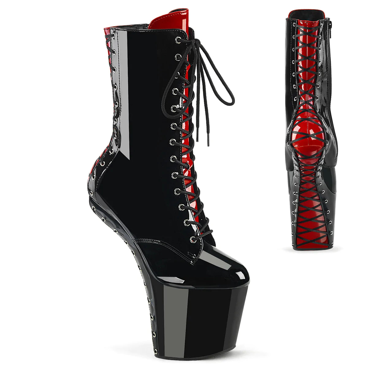 Craze 1040FH - 8 inch Heel w/Side Zip (Black-Red)-The Edge OK