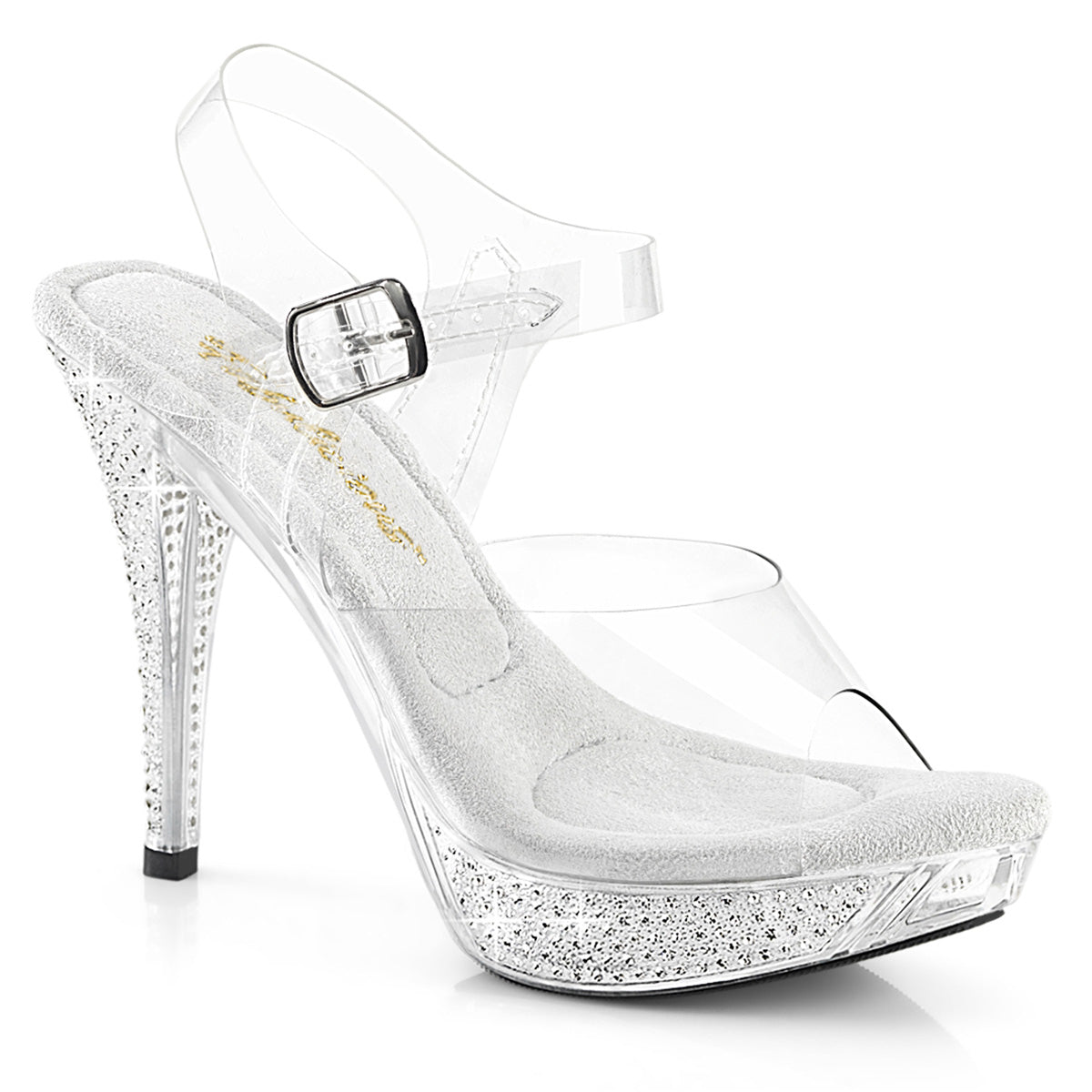 Elegant 408 4.5 inch Clear Heel with Rhinestones-The Edge OK