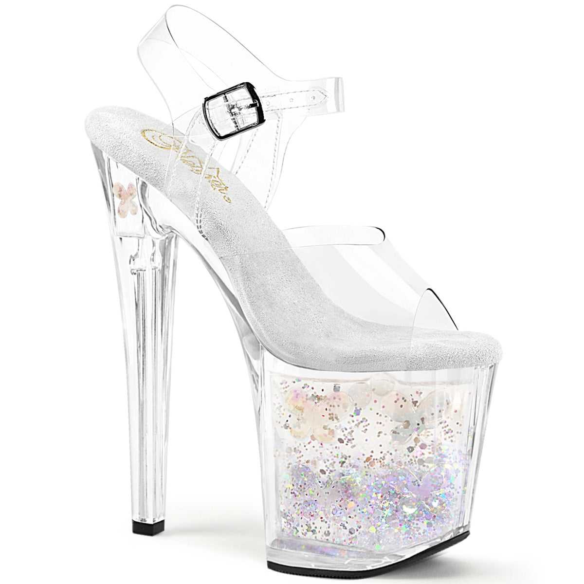 Enchant 708 - 8 inch Floating Glitter, Beads, & Butterflies Heel-The Edge OK