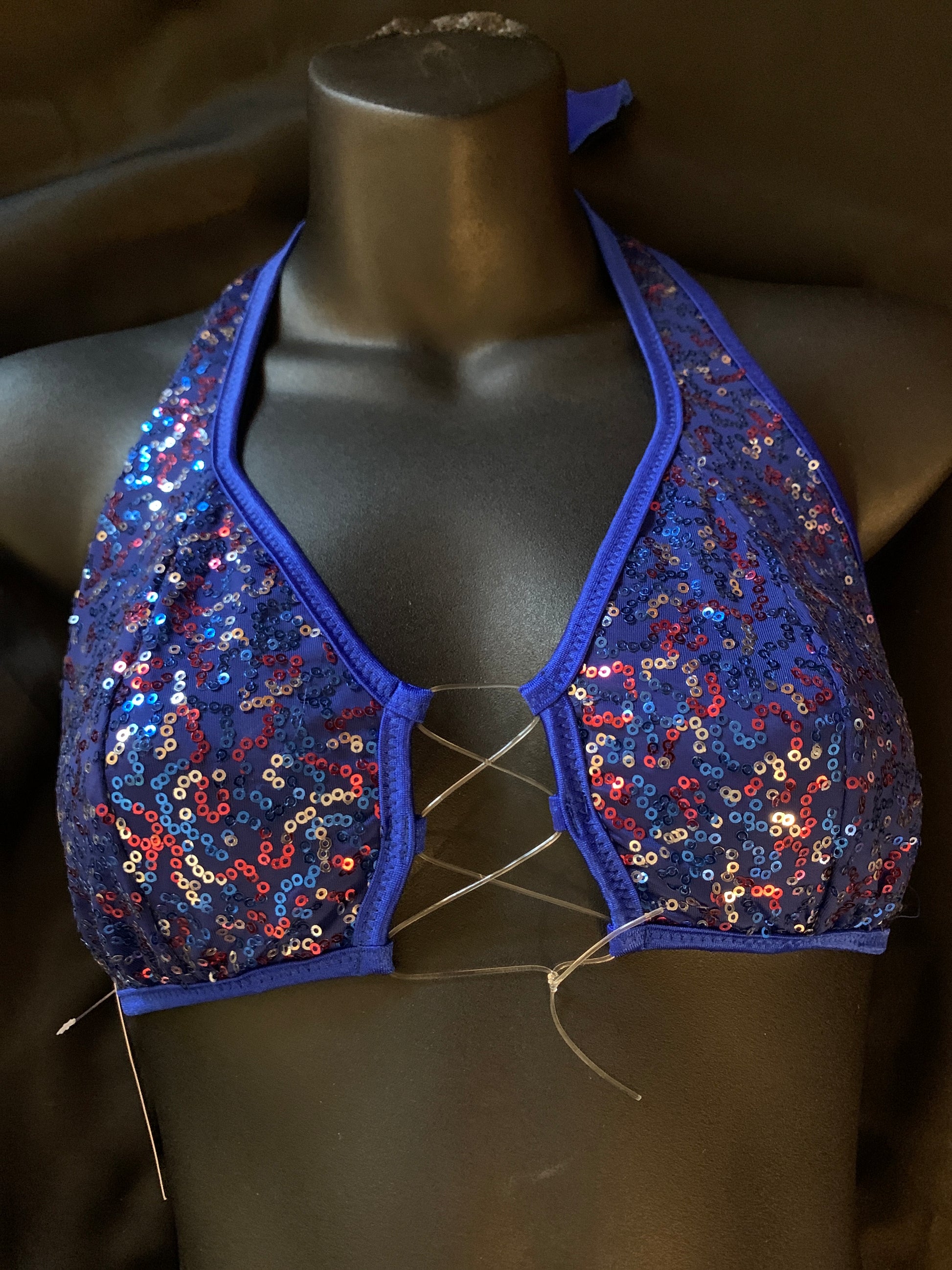 702 String Halter Tie Top with Sequins-The Edge OK