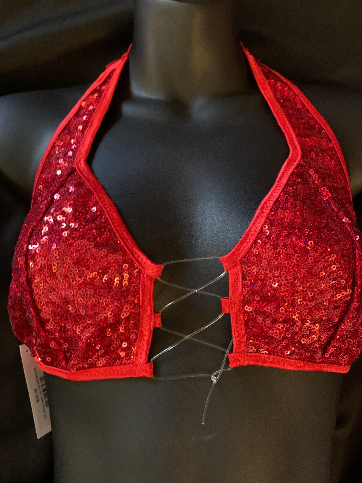 702 String Halter Tie Top with Sequins-The Edge OK