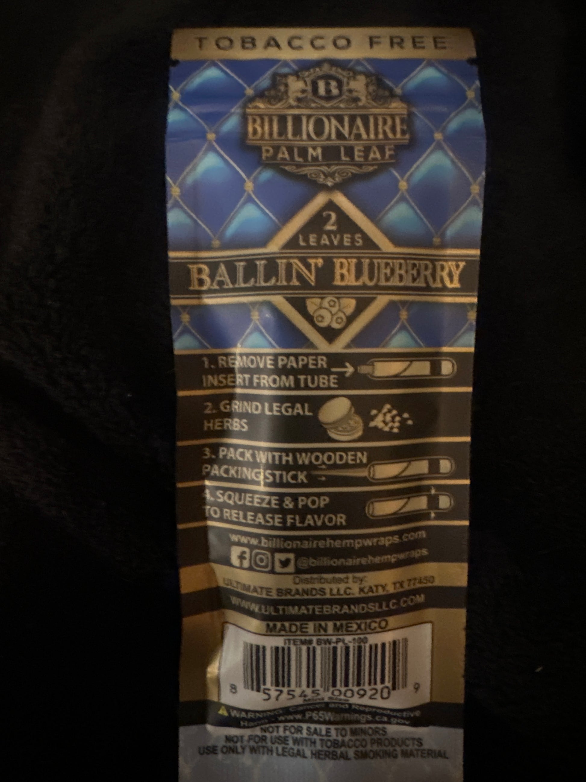 Billionaire Palm Leaf, Tobacco Free-The Edge OK