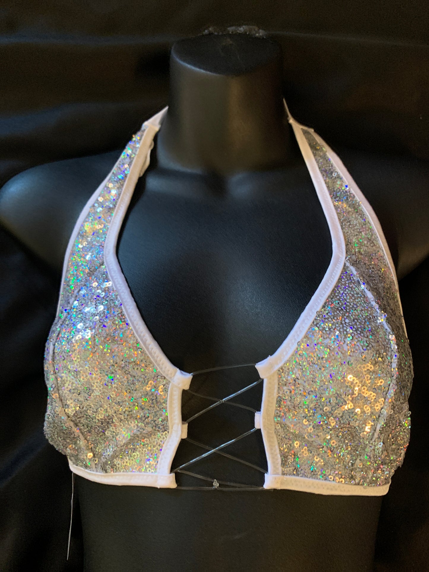 702 String Halter Tie Top with Sequins-The Edge OK