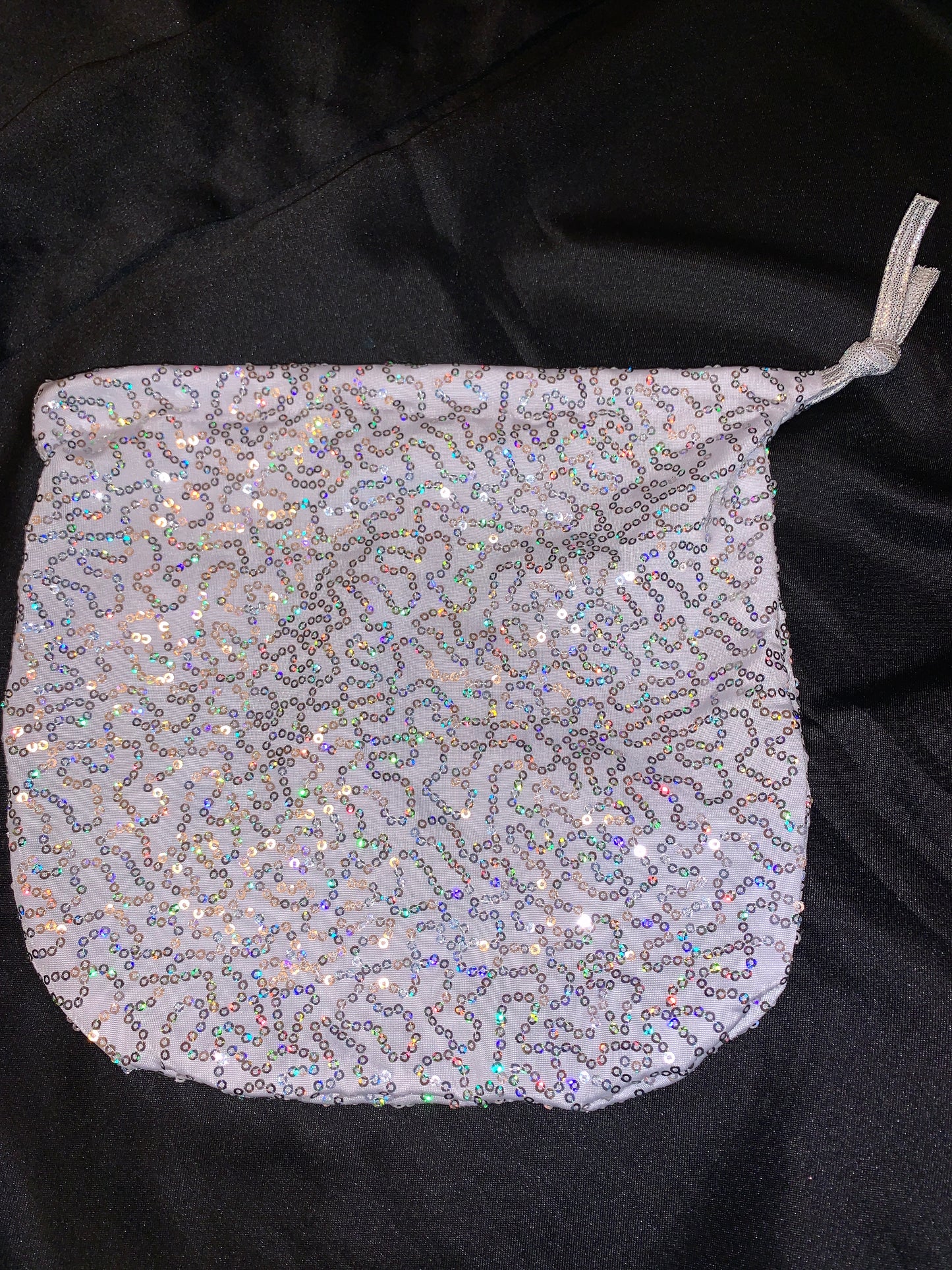 Silver Sequin Drawstring Money Bag-The Edge OK