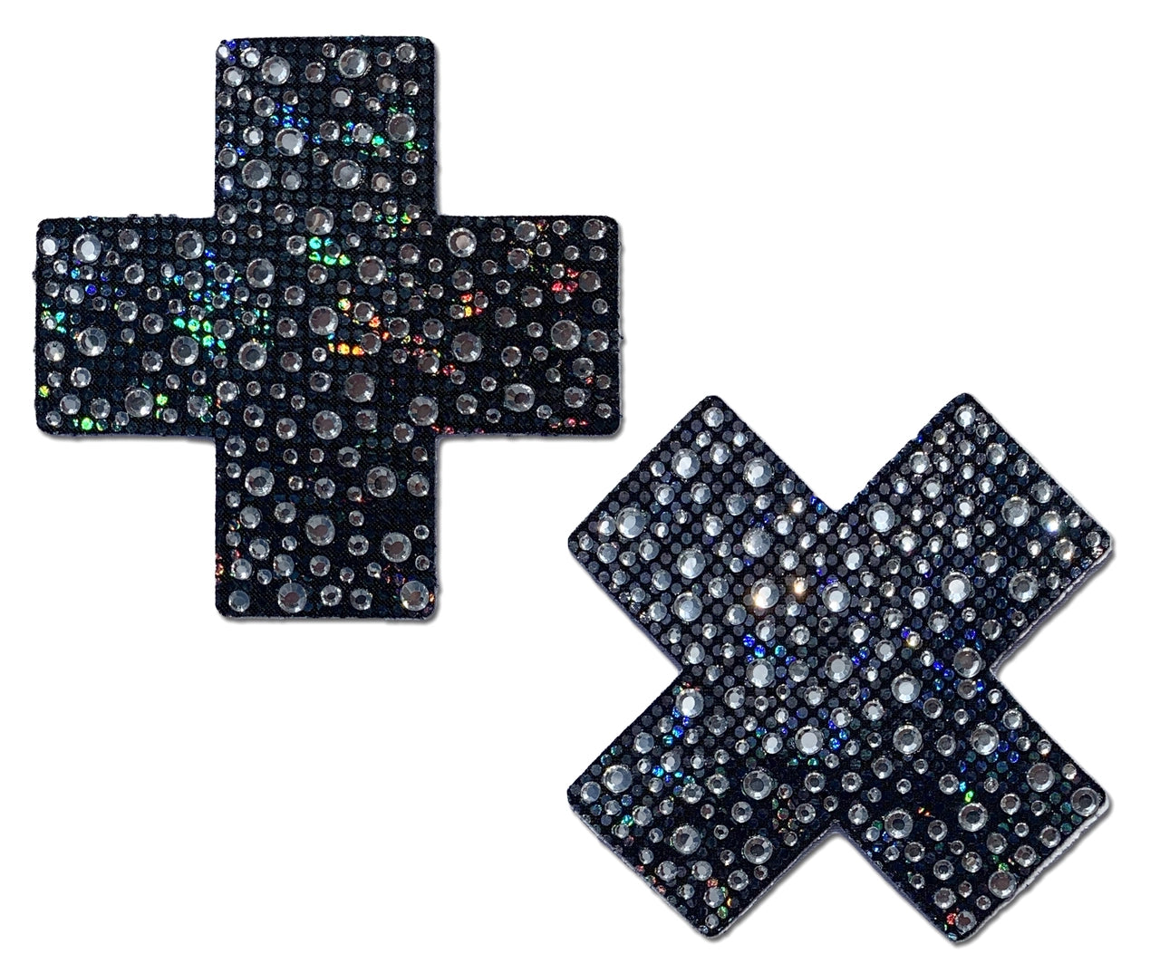 Pastease Plus X: Crystal Black Cross Pasties-The Edge OK