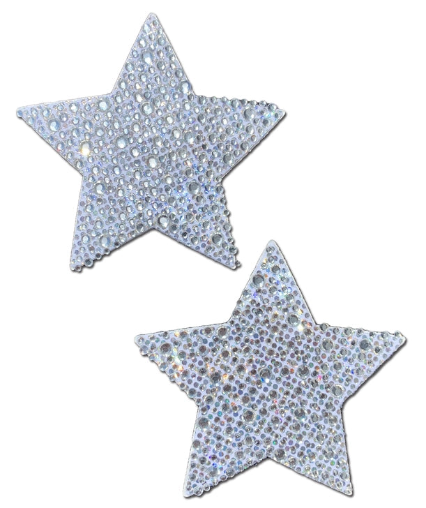 Pastease Star: Crystal Silver Star Pasties-The Edge OK